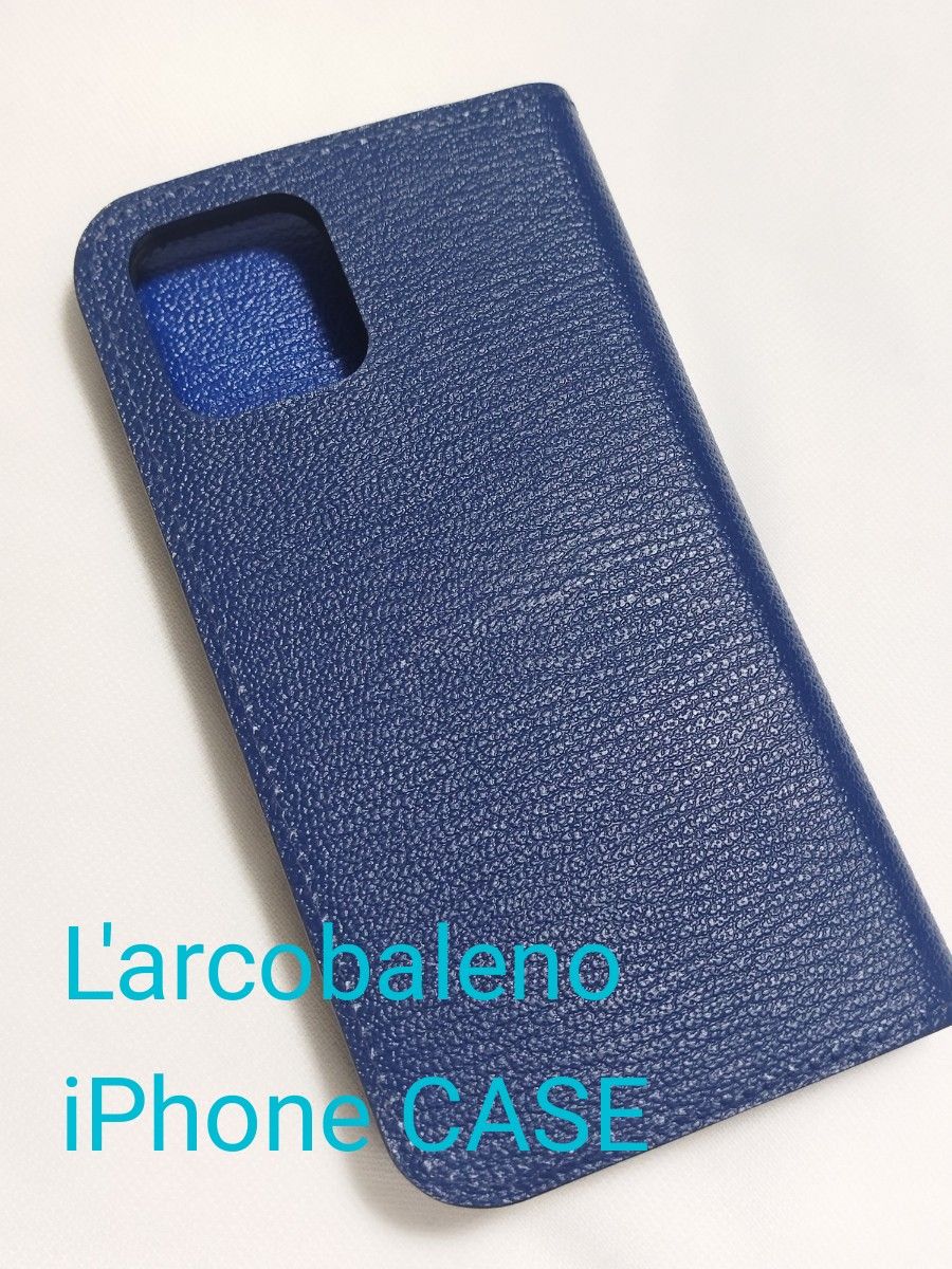 新品ラルコバレーノ iPhoneケース（iPhone 12/12Pro)本革 ヤギ革 AZZURRO イタリア製