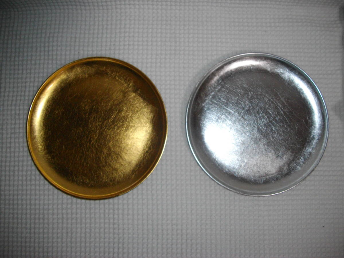 【器の寿月】 漆器 金泊・銀箔 菓子皿 2枚 ◆ 取り皿・フルーツ皿などにの画像2