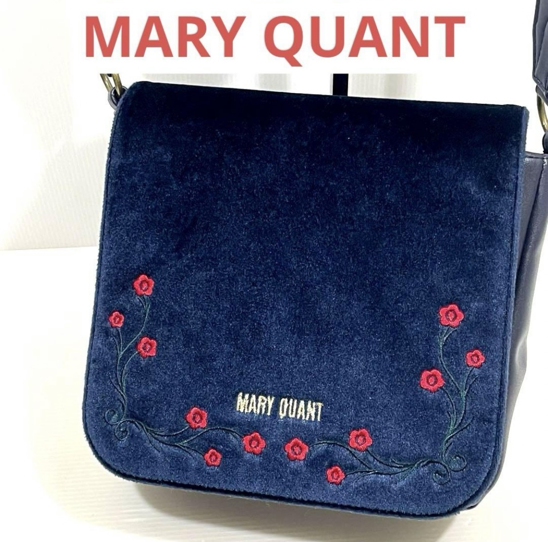  Mary Quant MARY QUANT embroidery floral print . lower shoulder bag 