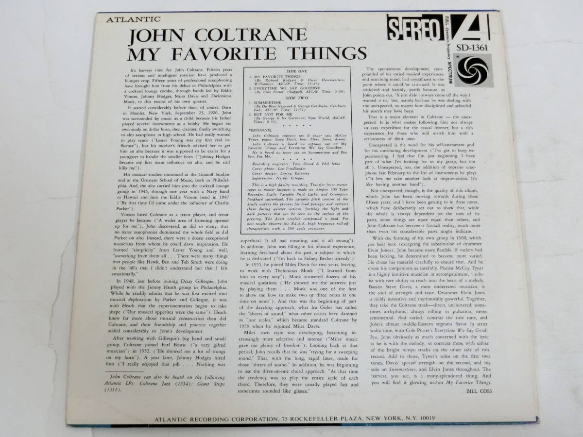 ジョン・コルトレーン LPレコード マイ・フェイヴァリット・シングス 国内盤 P7505A ジャケット傷み John Coltrane/My Favorite Things_画像2