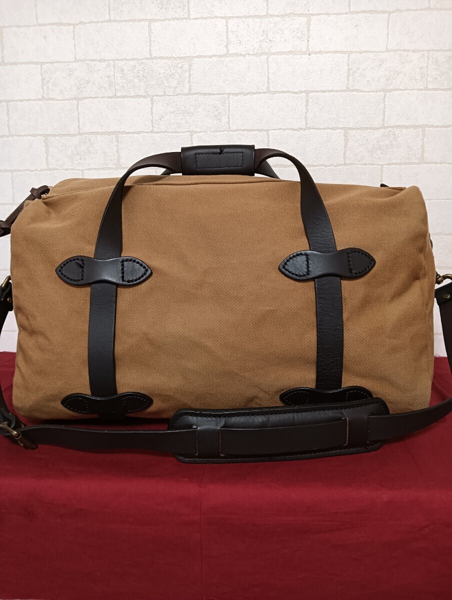 極美品!ほぼ未使用! FILSON Rugged Twill Duffle Bagメンズ大型2WAYボストンバッグ 厚革ブライドルレザー×キャンバス 大容量バッグ 美品!_画像8