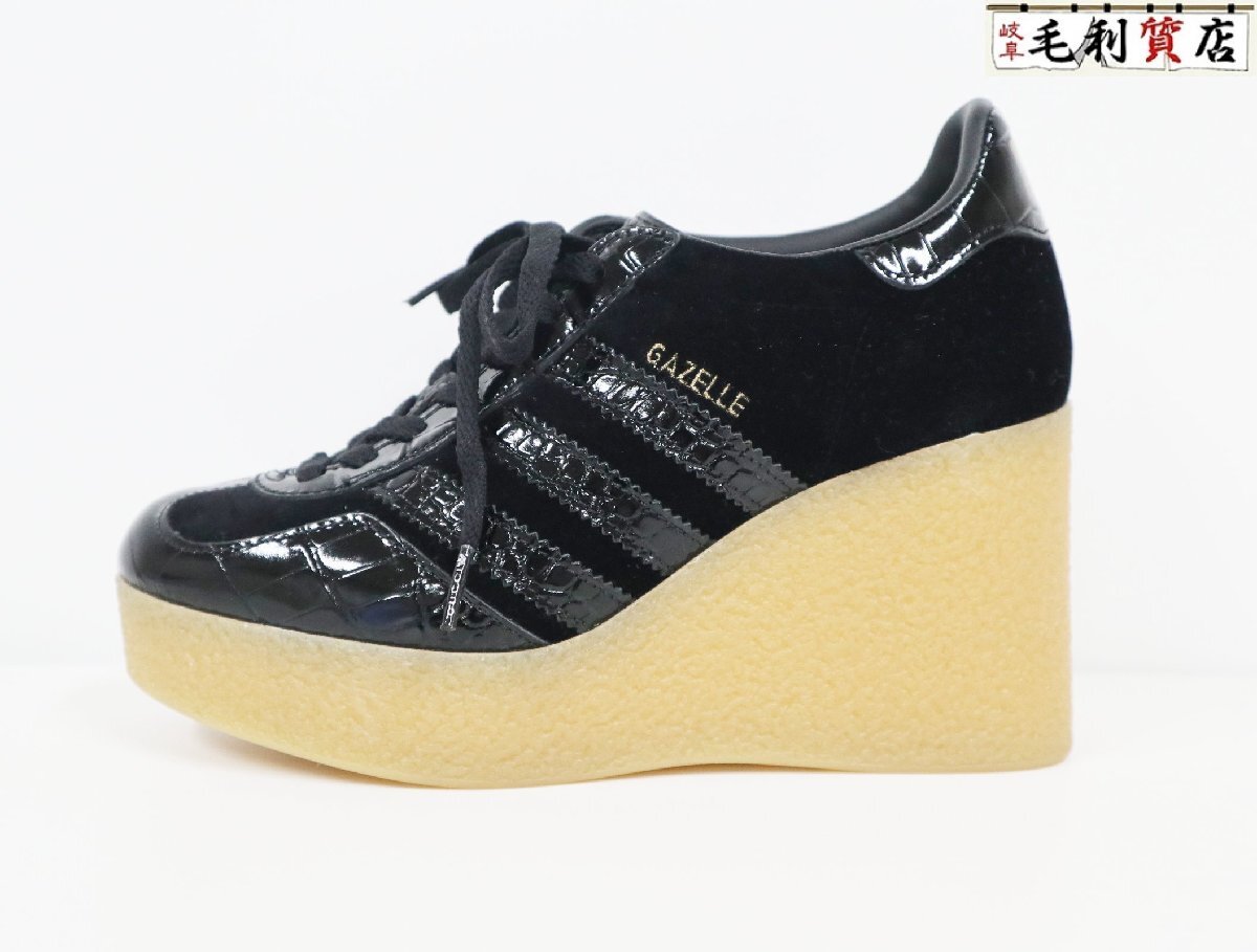 グッチ アディダス GUCCI adidas コラボ ガゼル ウェッジ スニーカー 725627 FAAXP ブラック サイズ36 23.0cm 未使用 靴_画像1