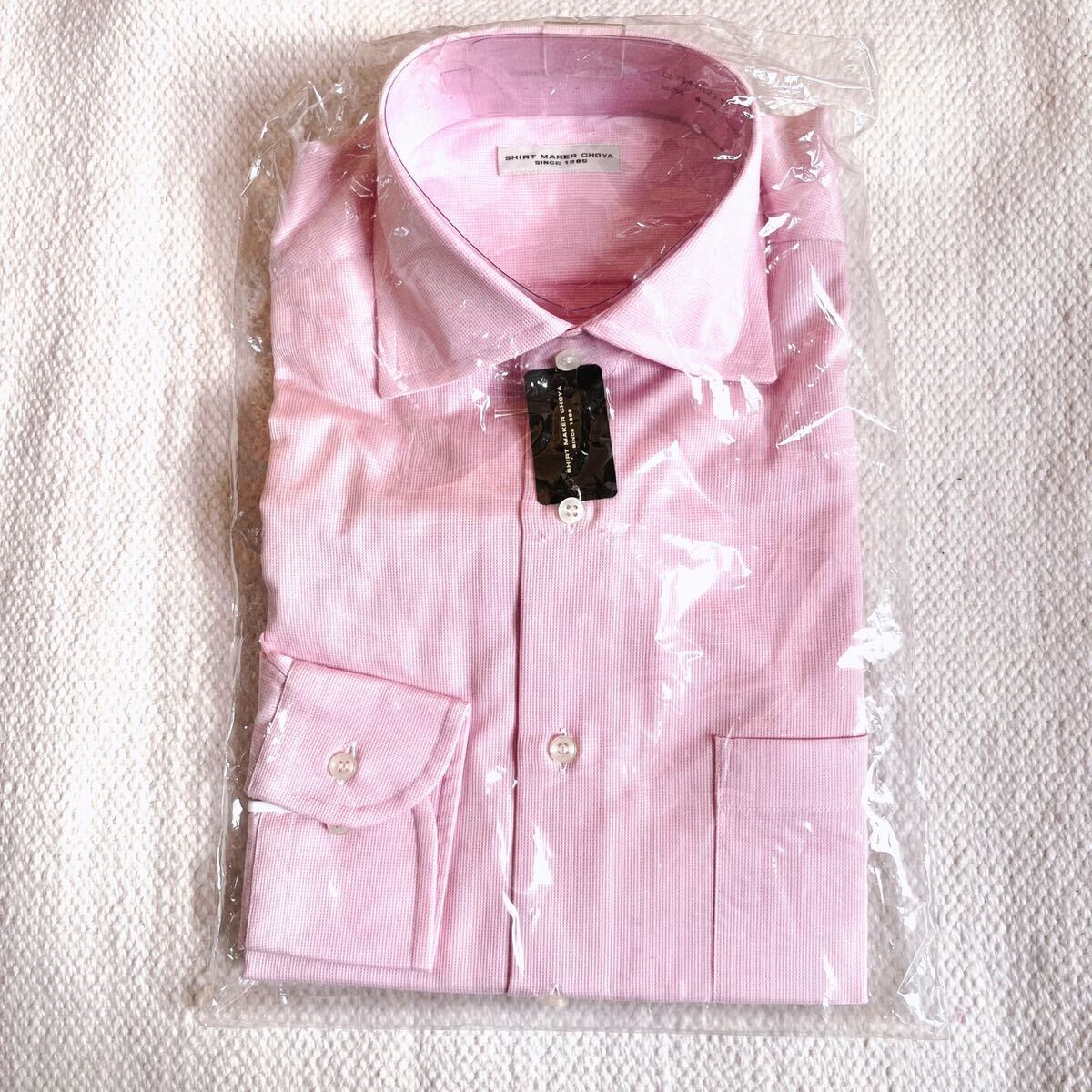 新品未使用 SHIRT MAKER CHOYA メンズ 紳士 ビジネスシャツ ワイシャツ ドレスシャツ 長袖 M-84 百貨店取扱 ピンク 日本製 カジュアル_画像1