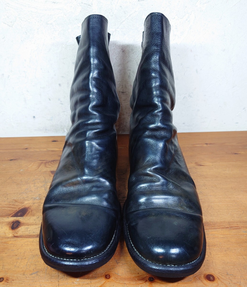 【美品/ホースレザー】ITALY製 GUIDI/グイディ 988 ワンピース バックジップブーツ 43 27-27.5cm相応 ブラック 黒/カルペディエム_画像4