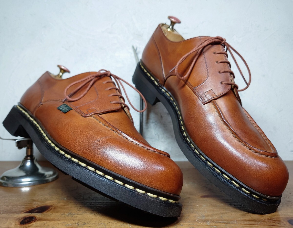 【数回履き程度/美品】2012年 FRANCE製 Paraboot/パラブーツ シャンボード Uチップ UK8 27cm相応 ブラウン 茶 リスレザー_画像1