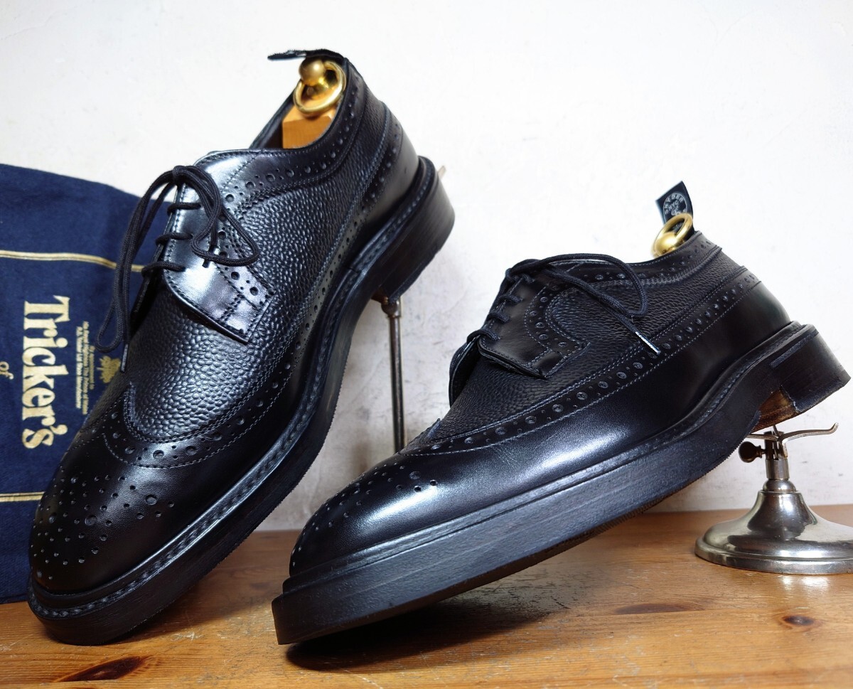 【極美品/TODD SNYDER別注】英国製 Tricker's/トリッカーズ カントリー ロングウィングチップ 71/2 Fit.5 25.5cm相応/cheaney クロケット_画像1