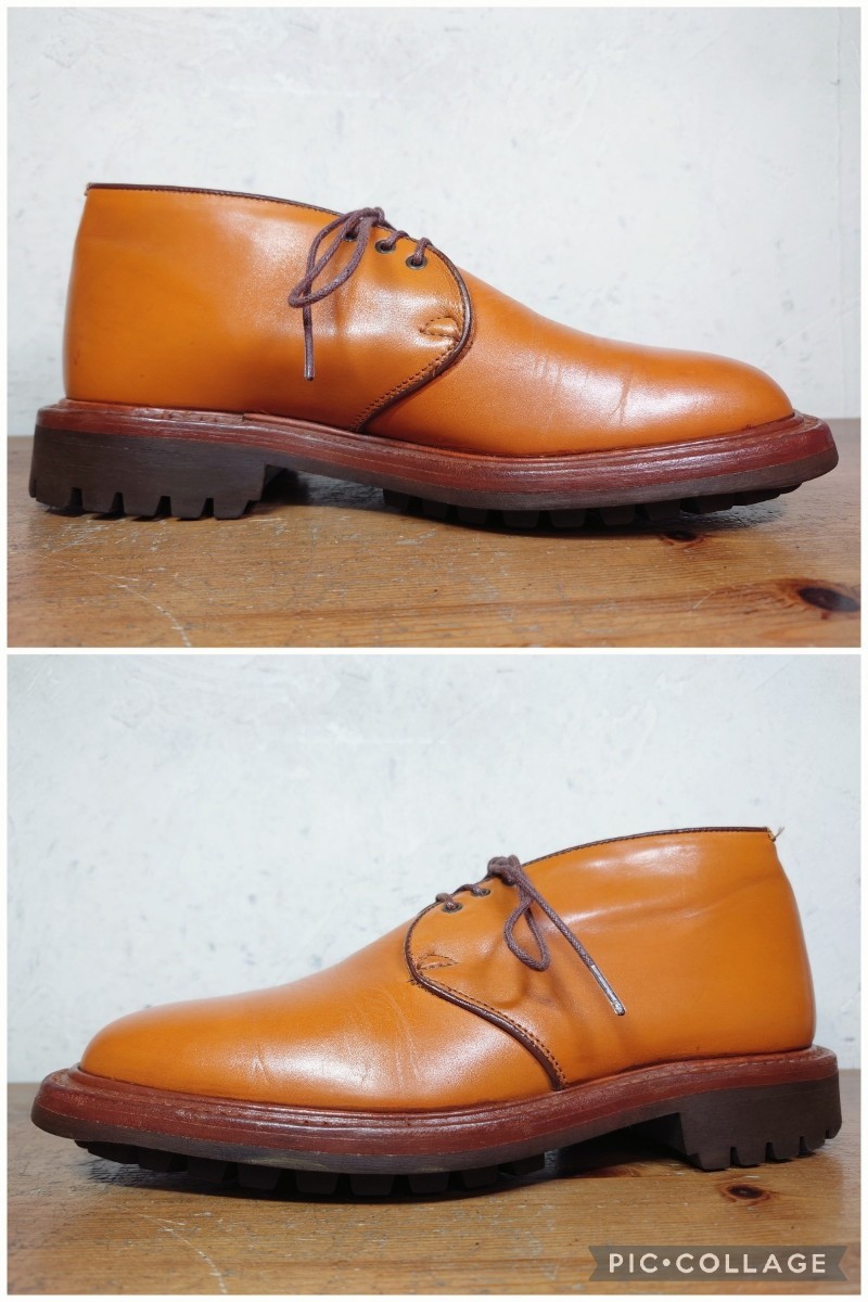 【良品】英国 Tricker's製 CIKIU カントリー チャッカブーツ US61/2 Fit.5 24.5cm相応 ブラウン 茶 プレーントゥ/クロケット alden_画像3