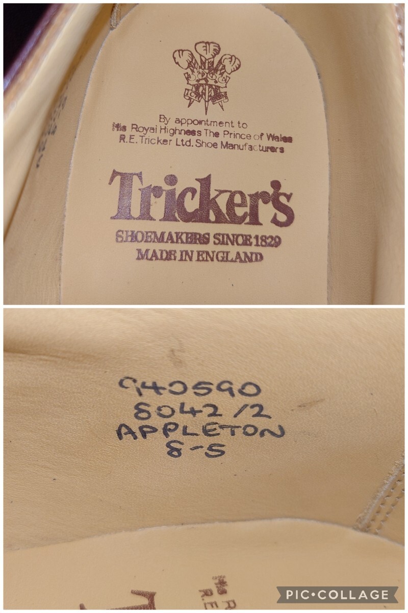 【試し履きのみ/未使用】英国製 Tricker's/トリッカーズ APPLETON ストレートチップ UK8 Fit.5 26.5-27cm相応 ブラウン/cheaney クロケット_画像9