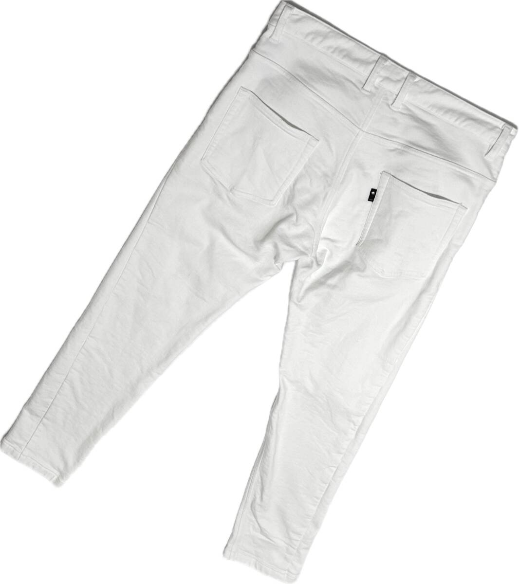 定価3万 wjk stretch tight knit denim pants WHITE Mサイズ ストレッチタイトニットデニムパンツ akm　ジュンハシモト_画像2