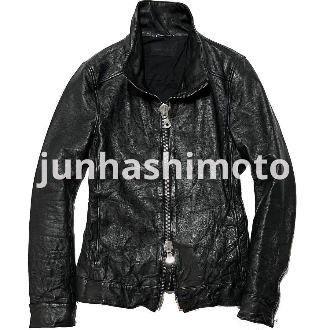 定価18万 junhashimoto BIG ZIP INNER RIDERS 3 黒 ビッグジップレザーインナーライダース 1piu wjk akm ジュンハシモト_画像1