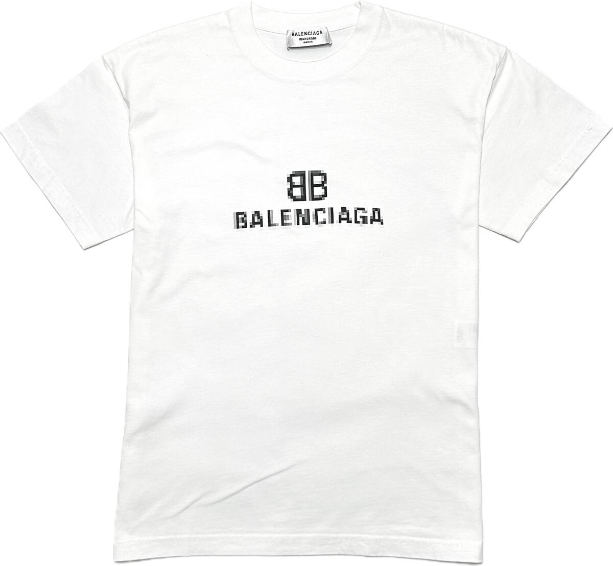 国内正規品 定価9.2万 BALENCIAGA モザイクピクセルドットプリントTシャツ M ホワイト 男女兼用 バレンシアガ_画像1