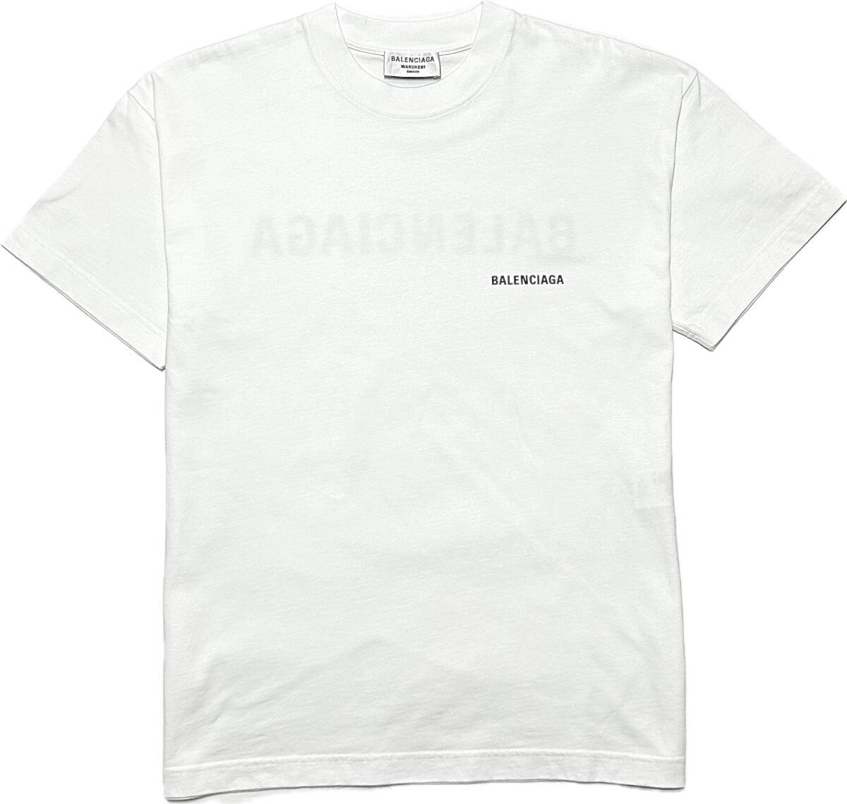 国内正規品 定価9.2万 BALENCIAGA FRONT/BACK LOGO MEDIUM FIT T-SHIRT M 白 ロゴプリントオーバーサイズTシャツ 男女兼用 バレンシアガ_画像1