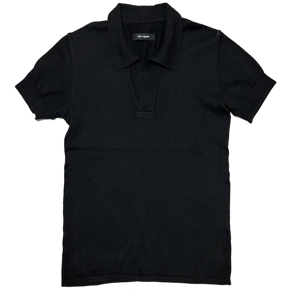 LEON掲載 定価3.6万 1piu1uguale3 giza cotton retro skipper polo shirt Ⅳ M 黒　ウノピュスキッパーポロシャツwjkakmジュンハシモト