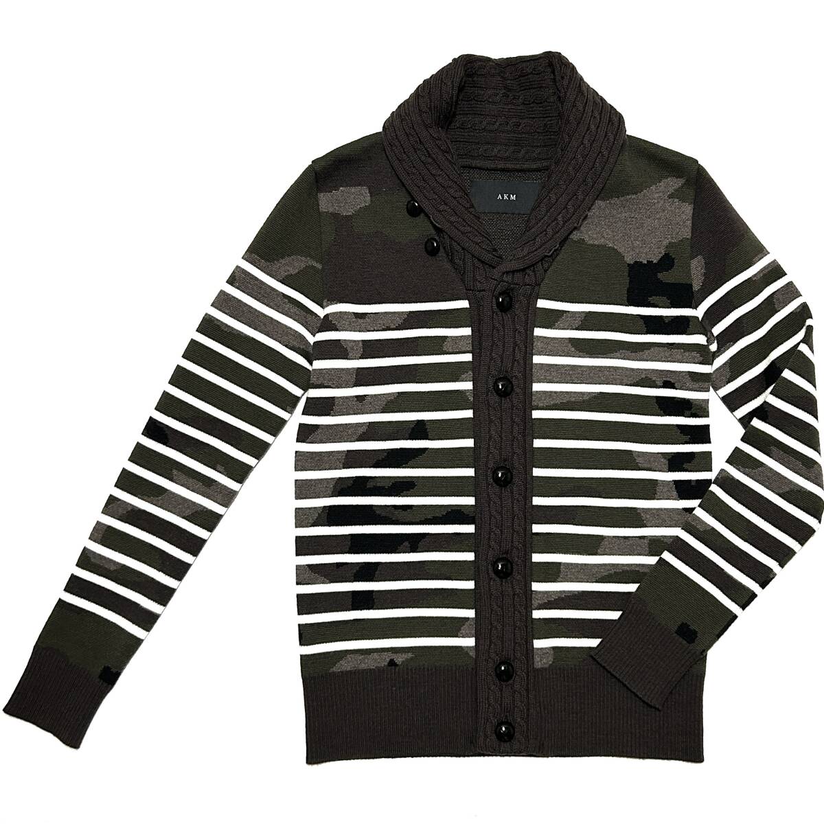 人気沸騰ブラドン ZEGNA AKM 6万 定価6 BARUFFA CAMO BORDER CABLE CASHWOOL トップス