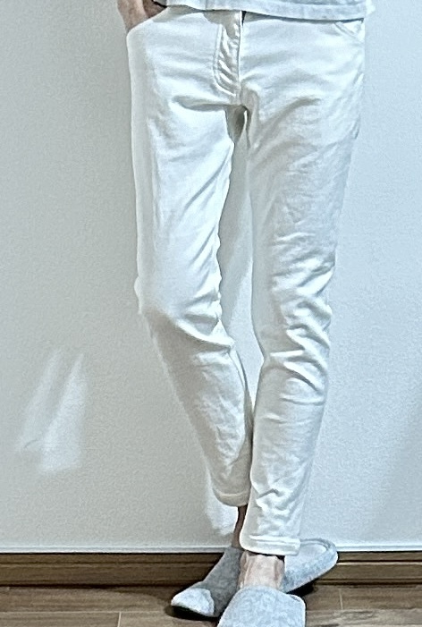 定価3万 wjk stretch tight knit denim pants WHITE Mサイズ ストレッチタイトニットデニムパンツ akm　ジュンハシモト