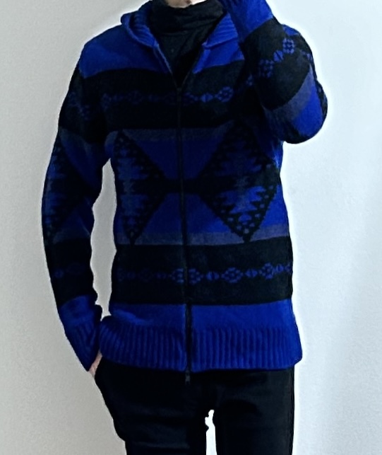 LEON掲載 定価8.6万 AKM FUKAKI MERINO WOOL ZIP HOODED CARDIGAN Lサイズ メリノウールジップフードカーディガン ニット 1piu wjkブルゾン_画像4