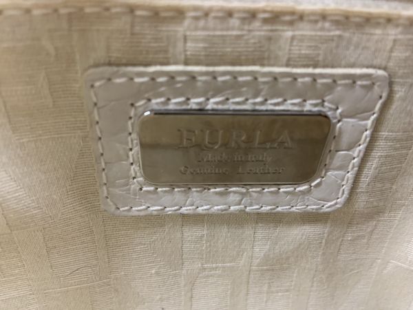 W634-CH3-1090 FURLA フルラ ショルダーバッグ ハンドバッグ ホワイト クロコ_画像8