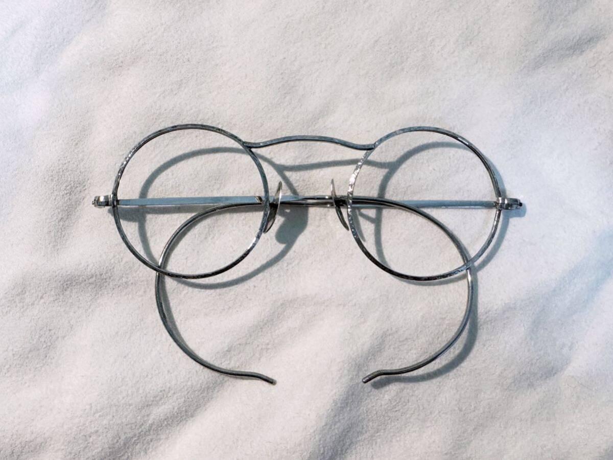 20's Rare engraving bespoke 10K PAD spectacles 【ヴィンテージ メガネ ビスポーク カットリム 金無垢 ラウンド】アメリカンオプティカル