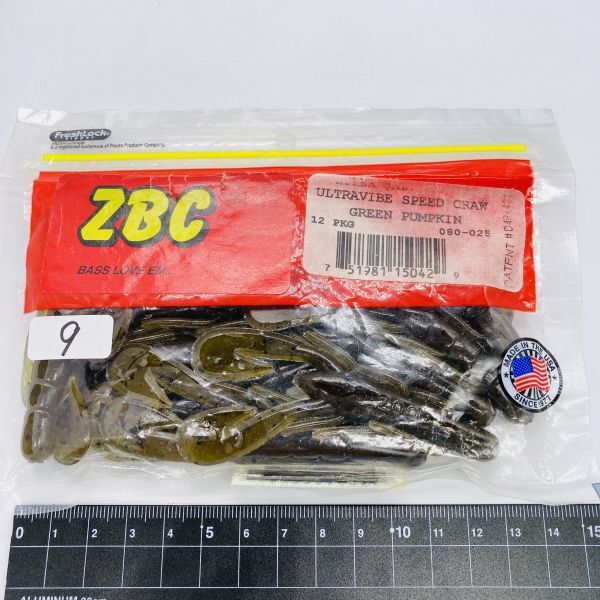 711187 ZOOM/ZBC ウルトラバイブスピードクロー ９本 ZOOM BAIT COMPANY ズーム ULTRAVIBE SPEED CRAW グリーンパンプキンの画像1