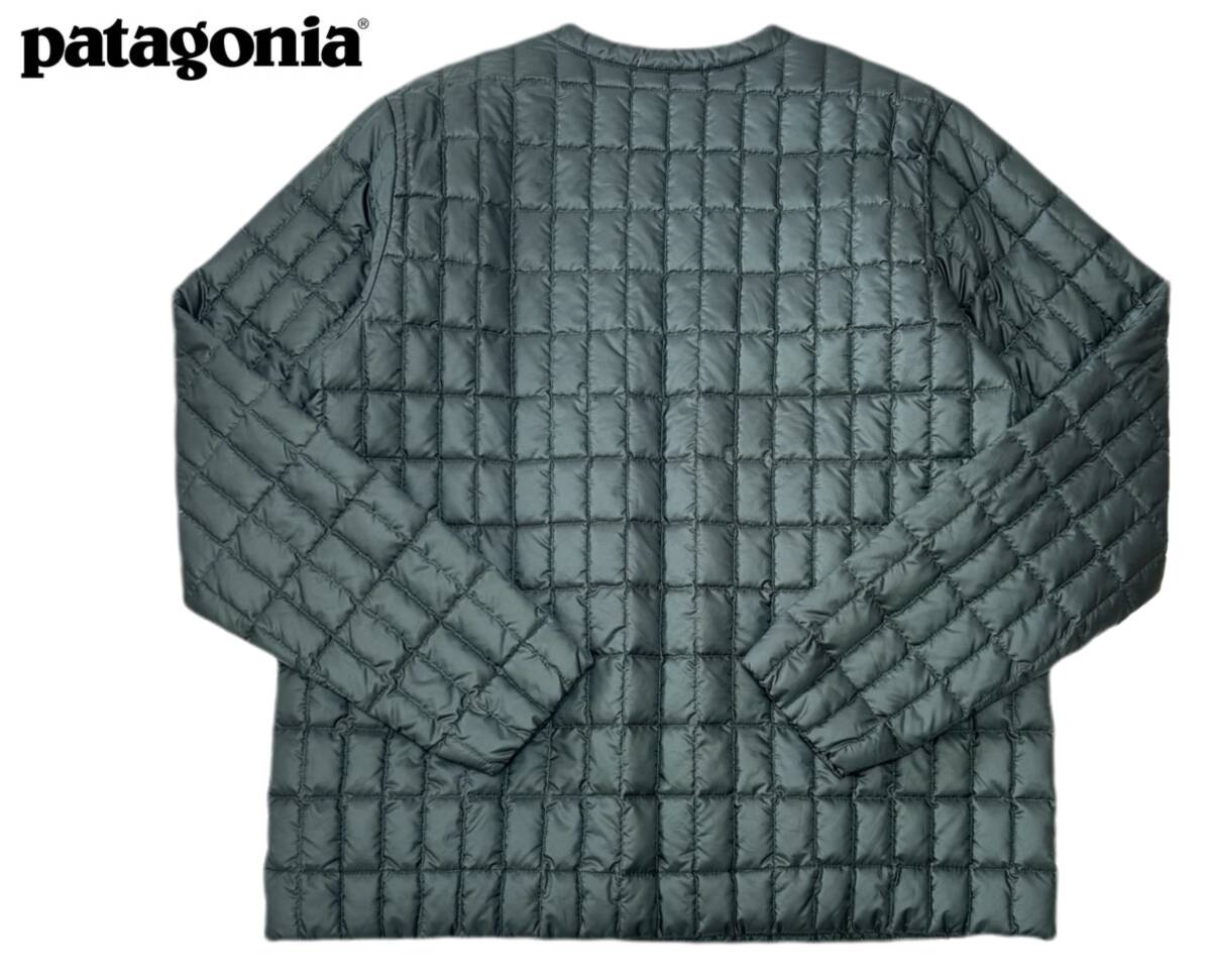 ★Patagonia パタゴニア 白タグ デカタグ Vネック プルオーバーダウン ダウン シャツジャケット グリーン メンズ Lの画像2