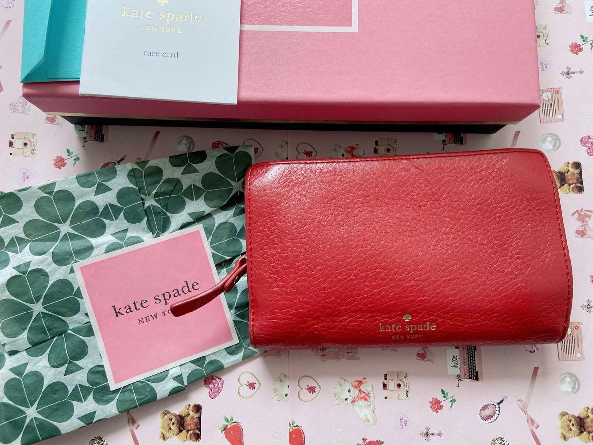 kate spade ケイトスペード 二つ折り財布 赤 レッド トランプ ハート バレンタイン