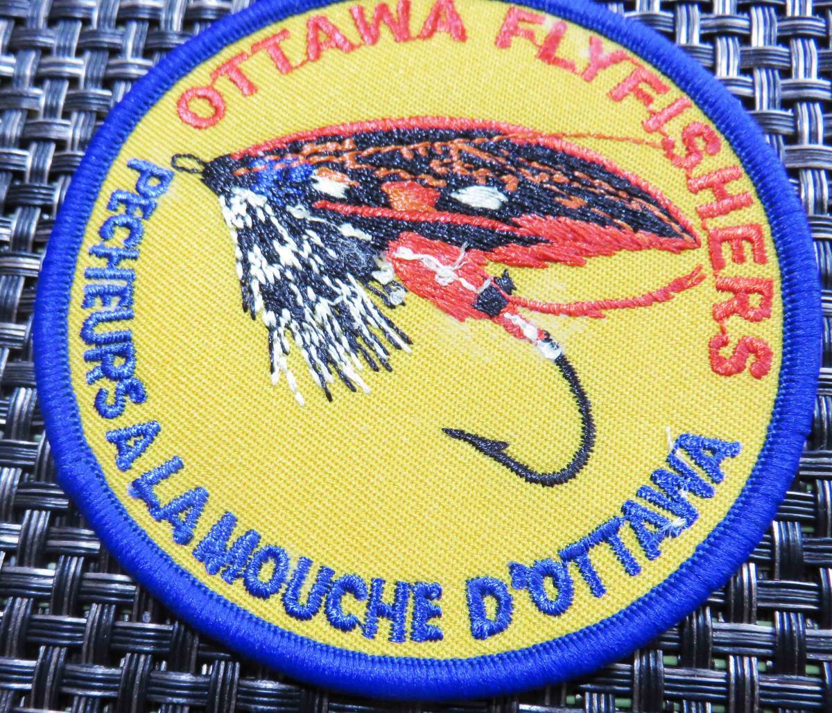 黄青OF円型◆激熱カナダ オタワ Ottawa Flyfishers Societyフライ・フィッシングFly Fishing刺繍ワッペン ◆釣り☆アウトドア■サバゲーDIY_画像4