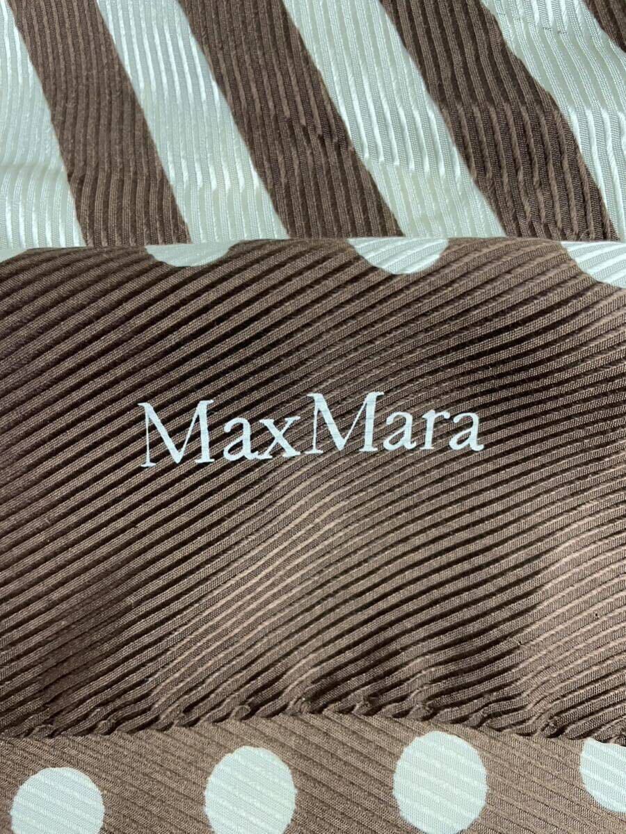 MaxMara マックスマーラ　ブラウン　ドット柄　スカーフ シルク100 アクセサリー ストール_画像4