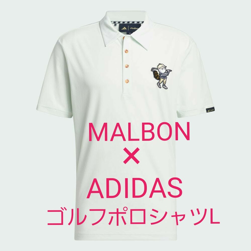 MALBON ワンポイントポロ　アディダス　ゴルフウェア　L ホワイト　白 半袖ポロシャツ