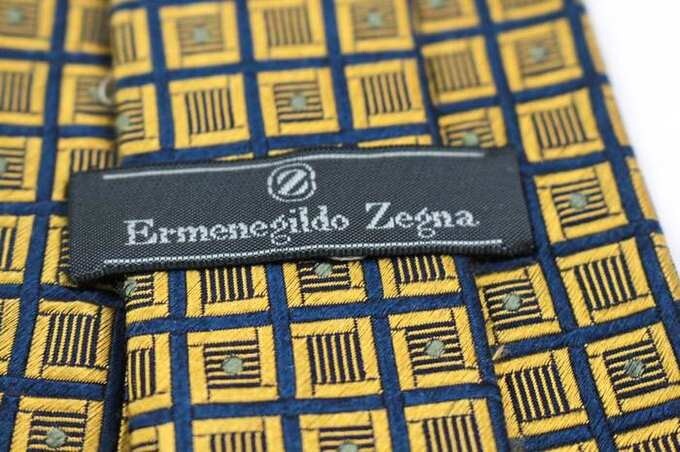 エルメネジルドゼニア シルク 小紋柄 格子柄 高級 ブランド ネクタイ メンズ ネイビー Ermenegildo Zegna 世界最高峰ブランドの画像4