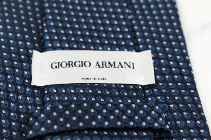 ジョルジオアルマーニ シルク ドット パネル柄 イタリア製 ブランド ネクタイ メンズ ネイビー 良品 GIORGIO ARMANI_画像4
