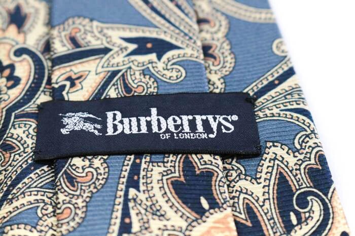 バーバリーズ シルク ホースマーク 総柄 ペイズリー 幾何学模様 ブランド ネクタイ メンズ グレー 良品 Burberrysの画像4