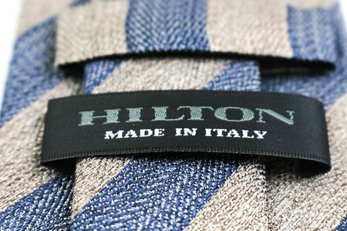 ヒルトン シルク ストライプ柄 ブロックストライプ イタリア製 ブランド ネクタイ メンズ ネイビー 良品 HILTON_画像4