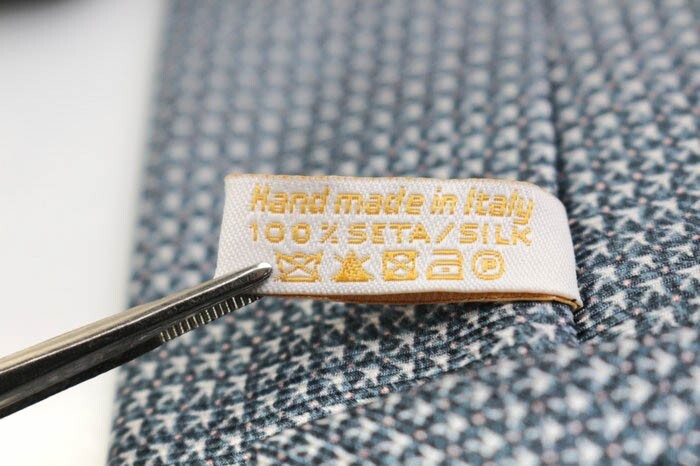 ブルガリ シルク 小紋柄 総柄 ハンドメイド イタリア製 ブランド ネクタイ メンズ グレー 良品 BVLGARIの画像5