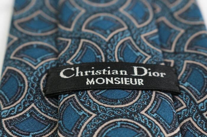 クリスチャンディオール シルク 小紋柄 総柄 ブランド ネクタイ メンズ ネイビー 良品 Christian Dior_画像4