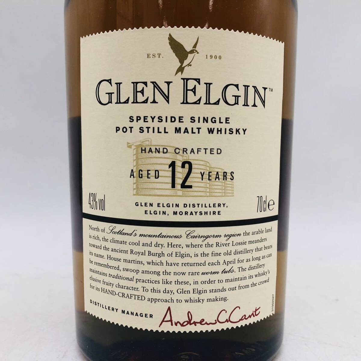 【未開栓】GLEN ELGIN 12年 グレンエルギン シングルモルトスコッチウイスキー 700ml 43% 箱付 WH46948_画像3