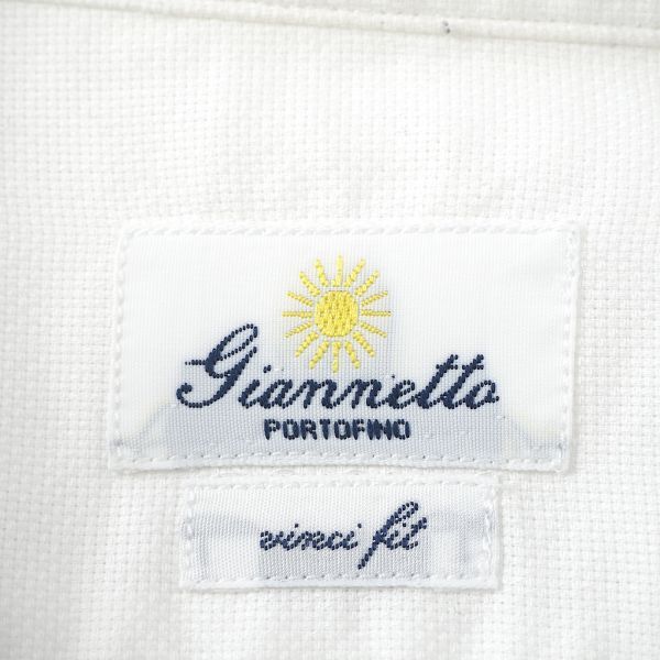 3-YL165 ジャンネット Giannetto イタリア製 ワイドカラー 長袖シャツ ホワイト XS メンズ_画像8
