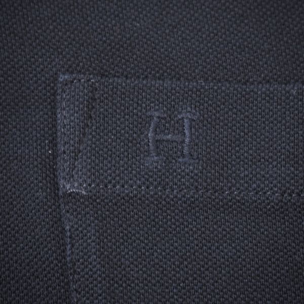 4-YC021 エルメス HERMES H刺繍 ポロシャツ ブラック L メンズ_画像4