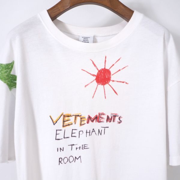 4-ZB009 ヴェトモン VETEMENTS 18AW ELEPHANT IN THE ROOM エレファント Tシャツ カットソー ホワイト M メンズ_画像2