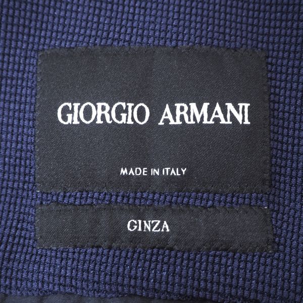 4-YB049 ジョルジオアルマーニ GIORGIO ARMANI 最高級 黒タグ ストレッチ テーラード ジャケット ネイビー 50 メンズ_画像7