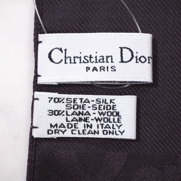 4-YC033【未使用】クリスチャンディオール Christian Dior シルク ウール ストール オブリーク ダークブラウン レディース_画像7