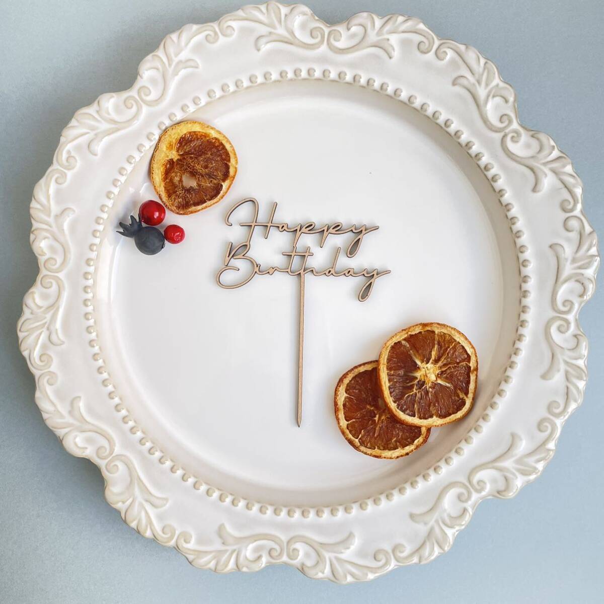 木製Happy Birthday ケーキトッパー typeD 誕生日飾り ハッピーバースデー ケーキ飾り 誕生日ケーキ お祝いケーキ お誕生日の画像1
