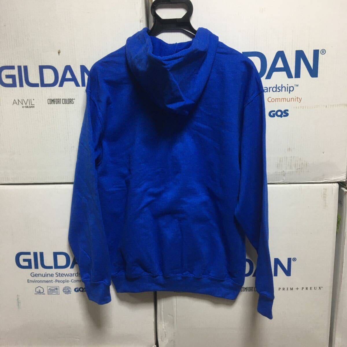 GILDAN ロイヤルブルー S 青色 ジップアップ 8.0oz スウェット パーカー フルジップ フーディー ギルダン 無地 長袖 裏起毛 フード☆_画像4