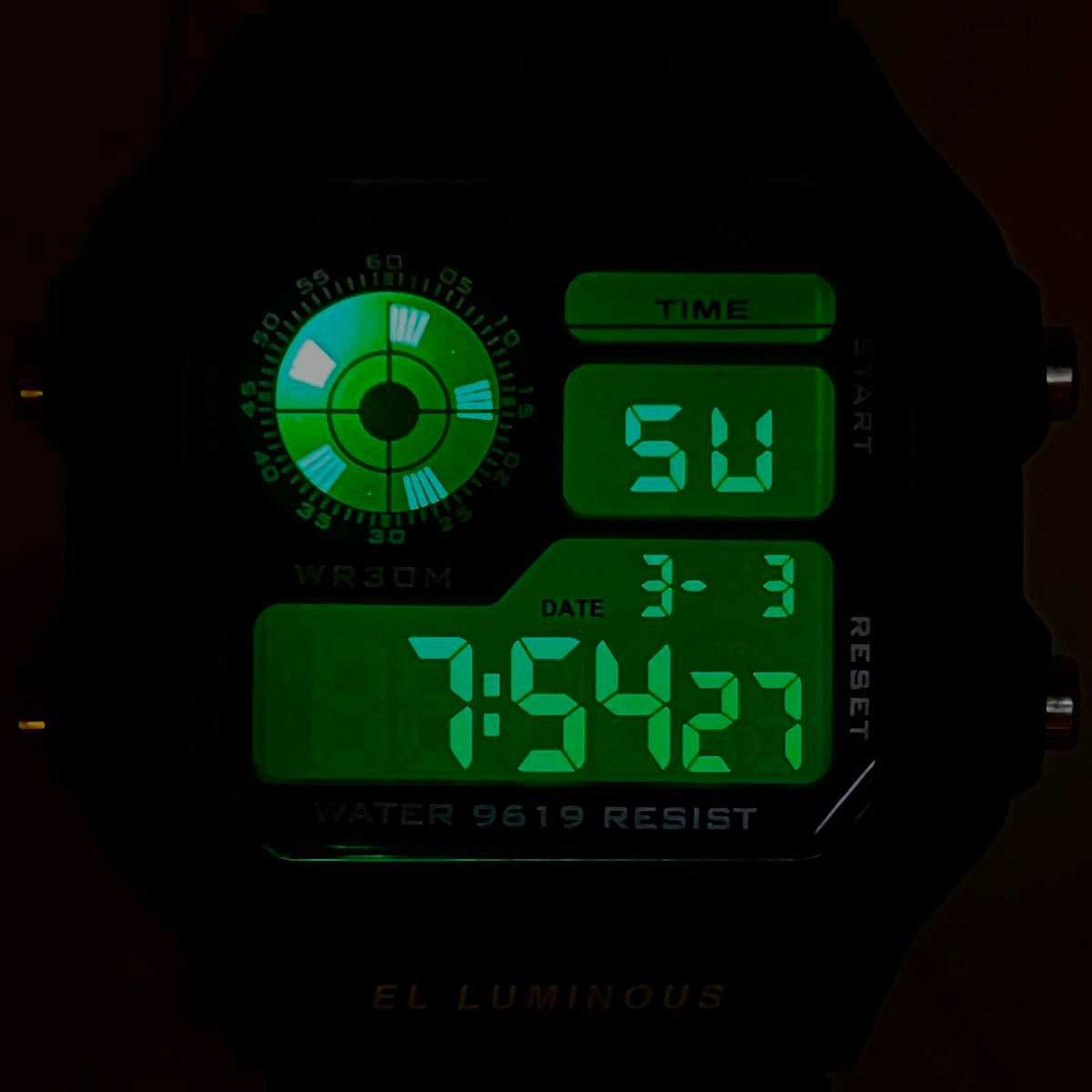 新品 SYNOKE 9619 デジタル腕時計 ELバックライト付き　クオーツ
