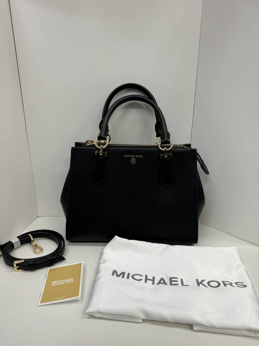 (管24428)【MICHAEL KORS マイケルコース】2wayバッグ MARILYN マリリン サッチェル ミディアム ブラック レザー 30S2G6AS2L 現状品_画像1