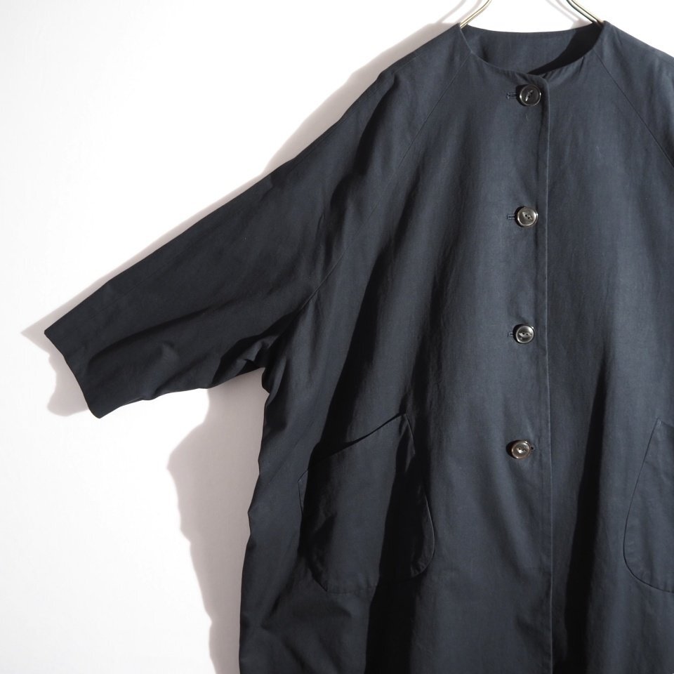 M4553P▼ARTS&SCIENCE アーツアンドサイエンス▼ コットン ノーカラー ビッグ コート ネイビー 083-L10K-011 Big Balloon Coat Long rb mks_画像2