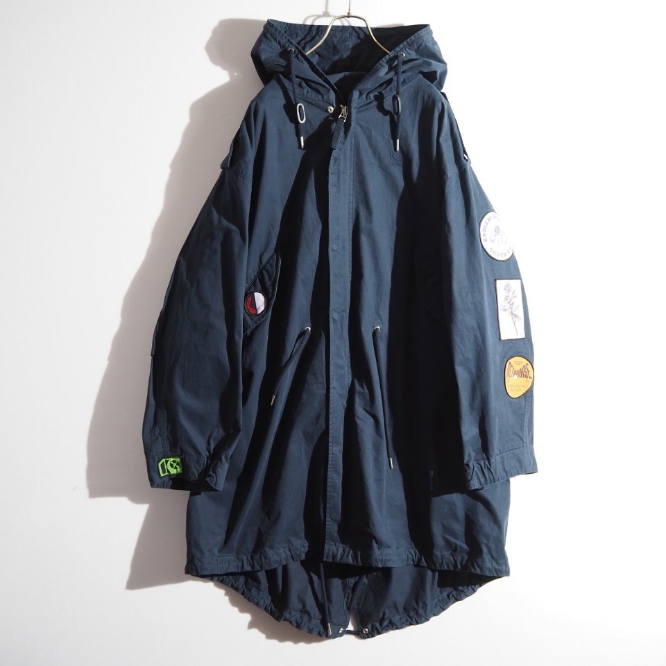 C1954P　▼RAF SIMONS ラフシモンズ × FRED PERRY▼ 22AW PATCHED PARKA モッズコート ネイビー S オーバーサイズ 春秋 rb mks_画像3