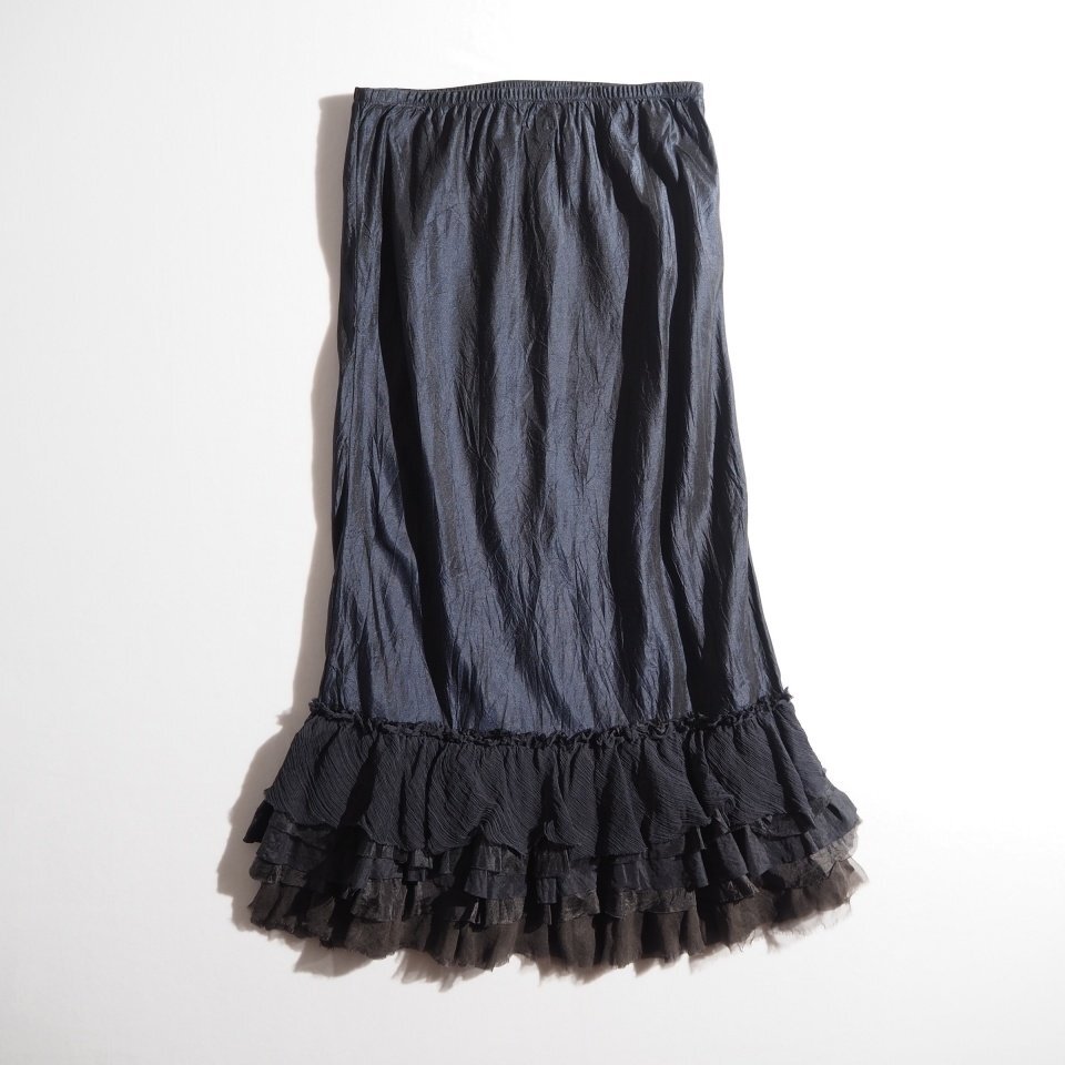 M2287P　▼dosa ドーサ▼　ウォッシュドシルク ラッフルスカート ネイビー 1 / ruffule skirt midnight シルクスカート 紺 春夏 rb_画像4