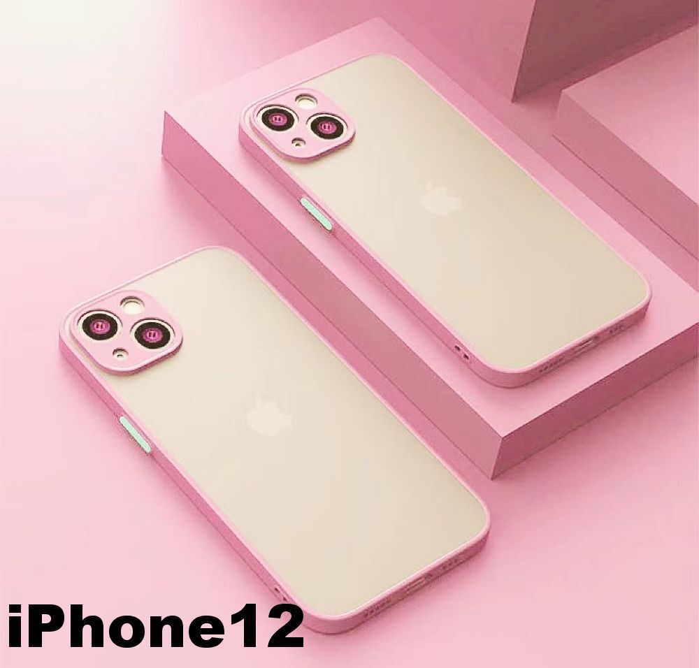 iphone12ケース カーバー TPU 可愛い　お洒落　韓国　マット　ピンク　軽量 ケース 耐衝撃 高品質378_画像1