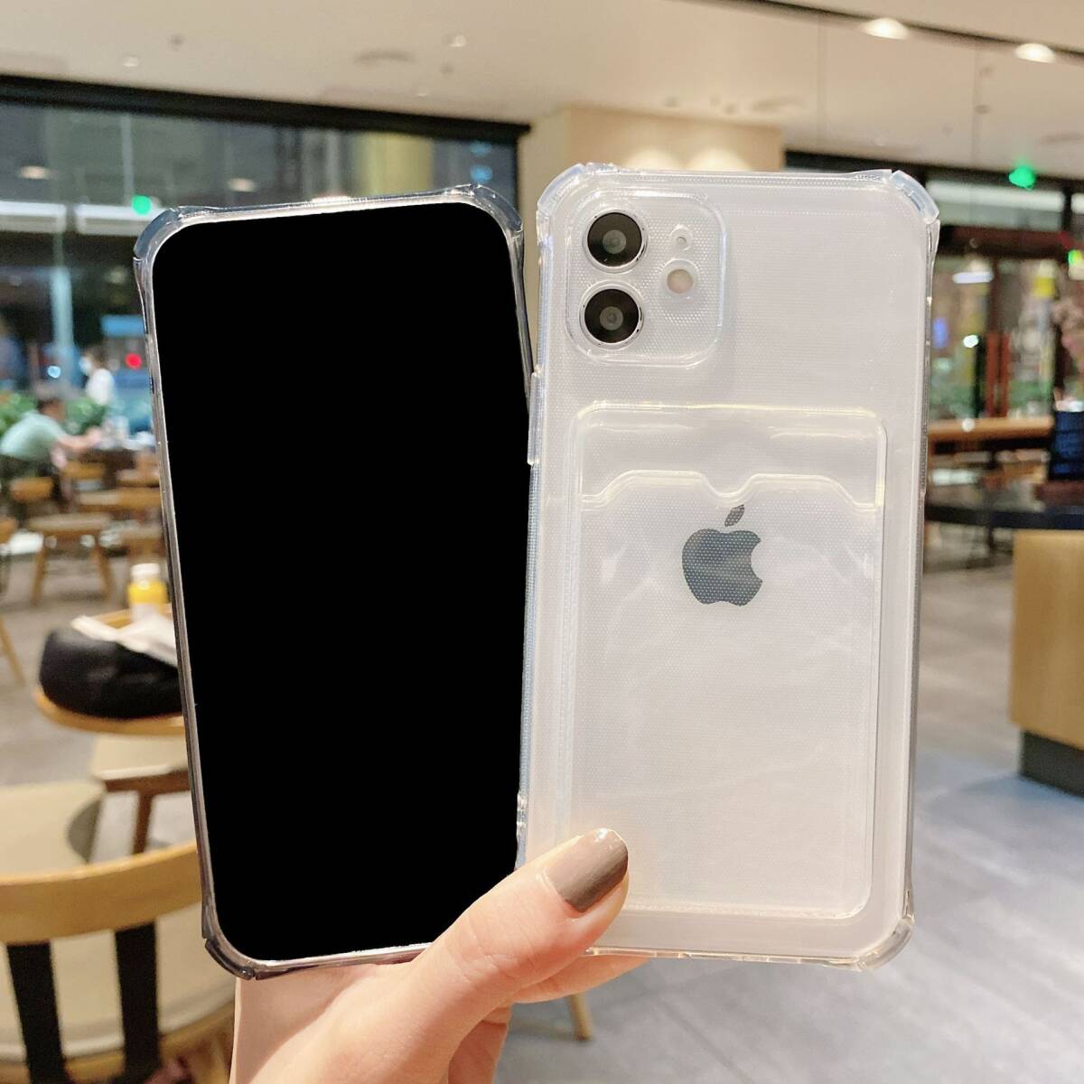 iphone13miniケース カーバー TPU 可愛 お洒落 韓国  軽量 ケース 耐衝撃 透明 黒1の画像5