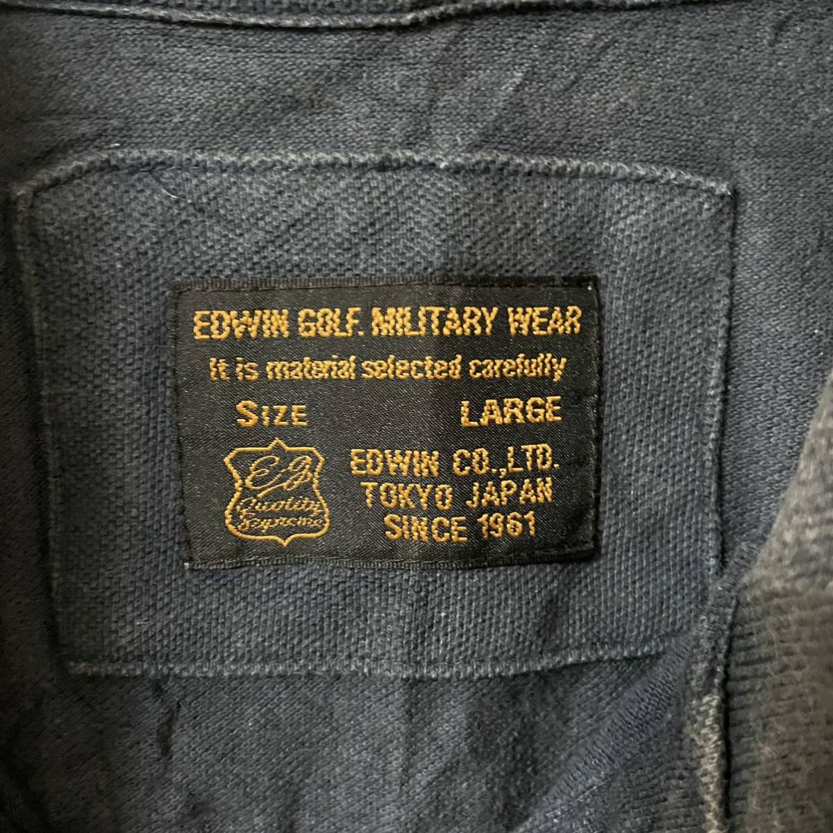EDWIN Edwin golf Golf polo-shirt short sleeves old clothes navy blue sport men's L